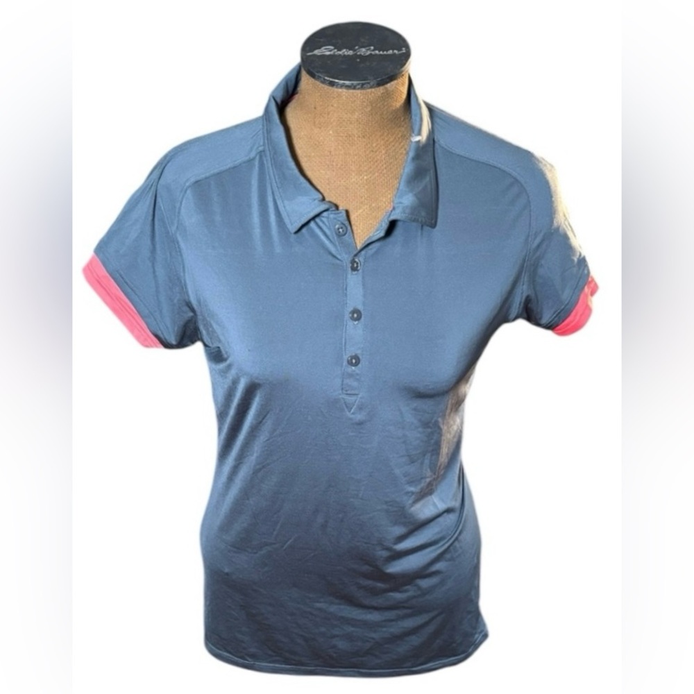 K-Swiss Gray Polo Shirt with Pink Accents Size Large